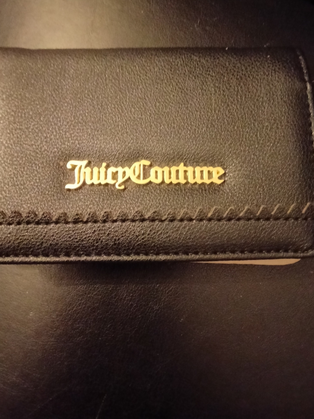 Juicy Couture Black Leather Card Holder Wallet with Gold Logo NWOT